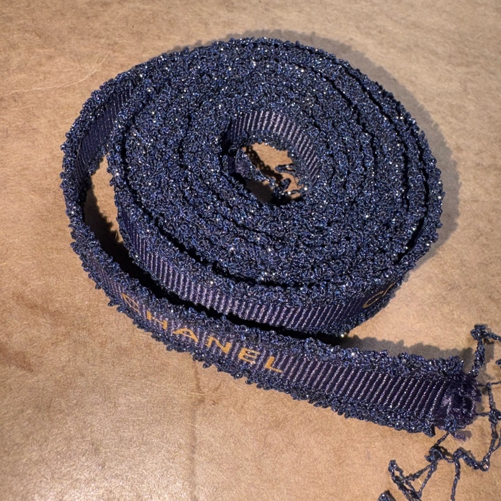 Authentic Chanel Blue Ribbon. Good for DIY projects.